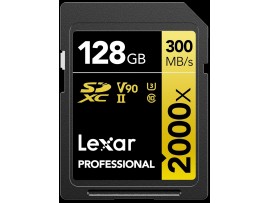LEXAR SDcard 2000x SDXC UHS-II Card GOLD Series 128GB W 260MB/s 300MB/s LSD2000128G-BNNNG 